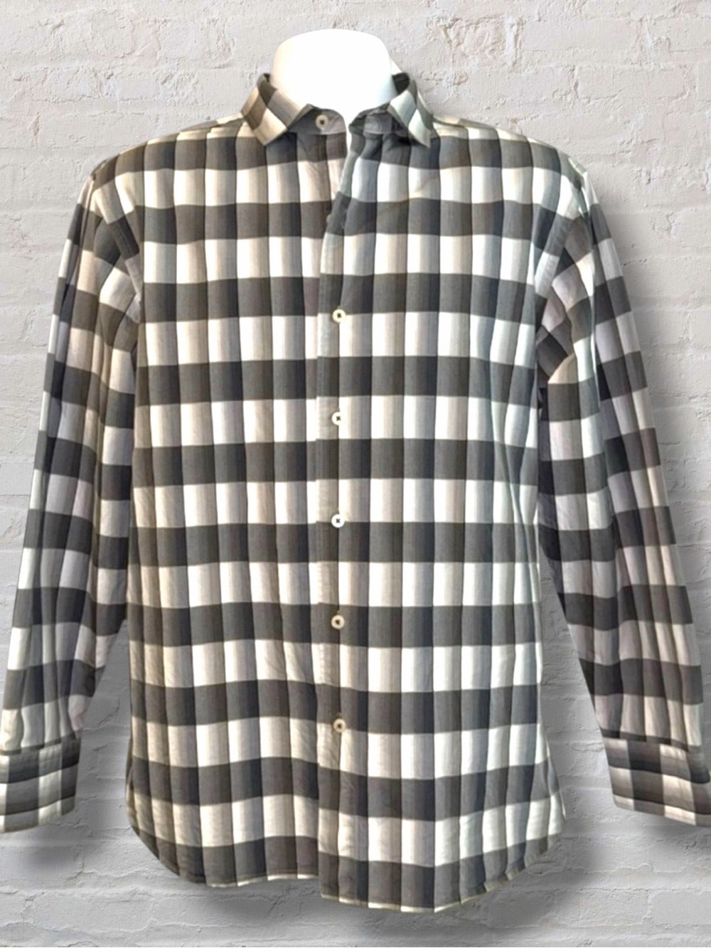 Tommy Bahama Men’s Long Sleeve Plaid Shirt Size L Gray Check Island Vibes